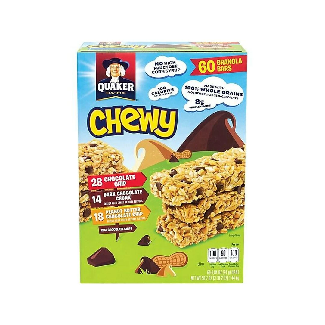 Quaker Chewy Bars, Variety, 0.84 Oz., 60/Box (220-00434) - Image 2