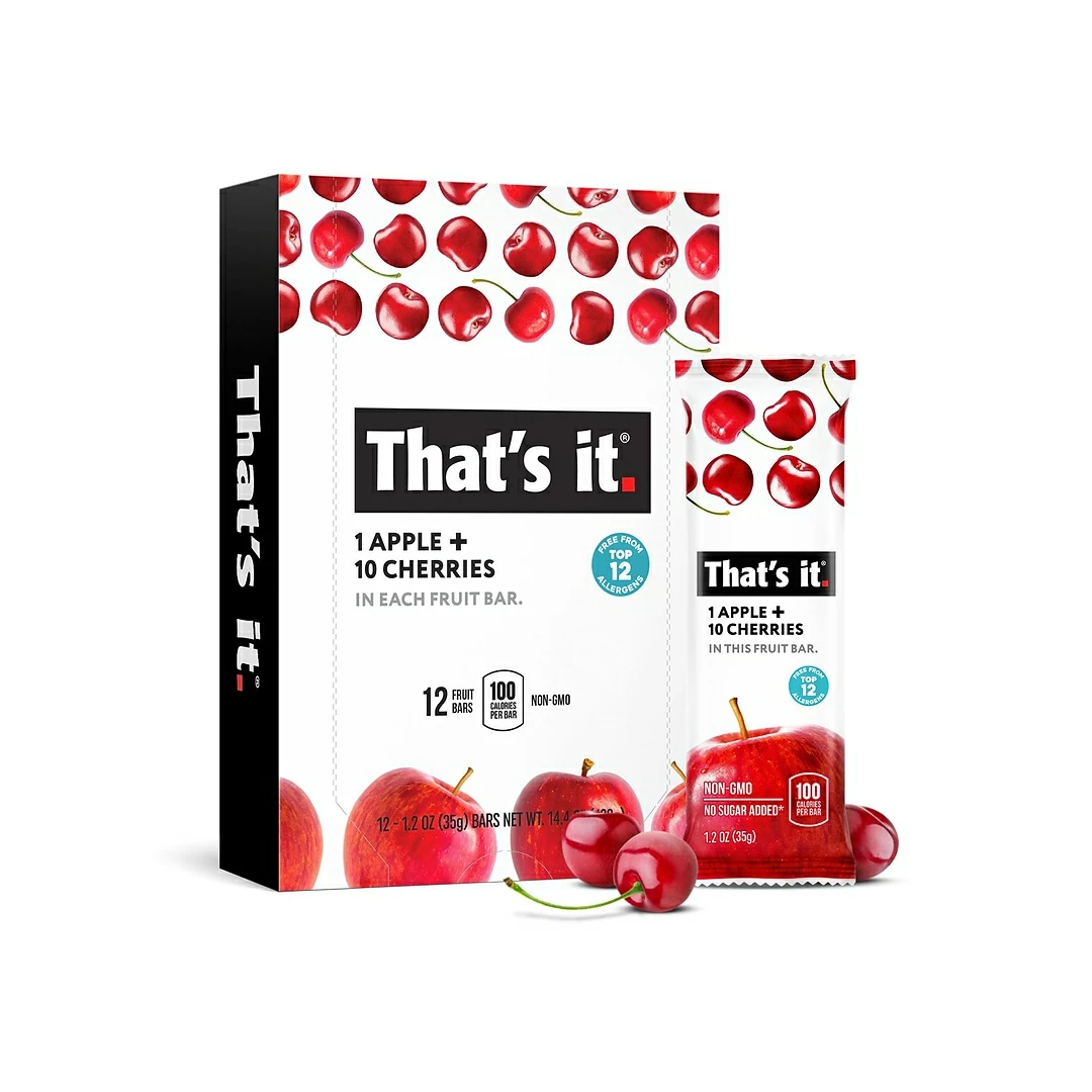 Thats It. Fruit Bar, Apple And Cherries, 1.2 Oz., 12/Pack (1022C)