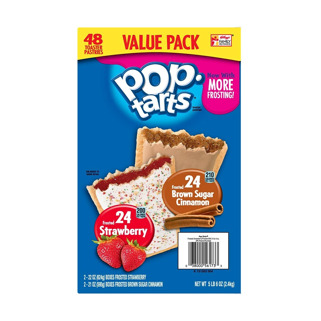Kellogg's Pop Tarts Bars, Strawberry & Brown Sugar Cinnamon, 48/Carton (220-00456) - Image 2