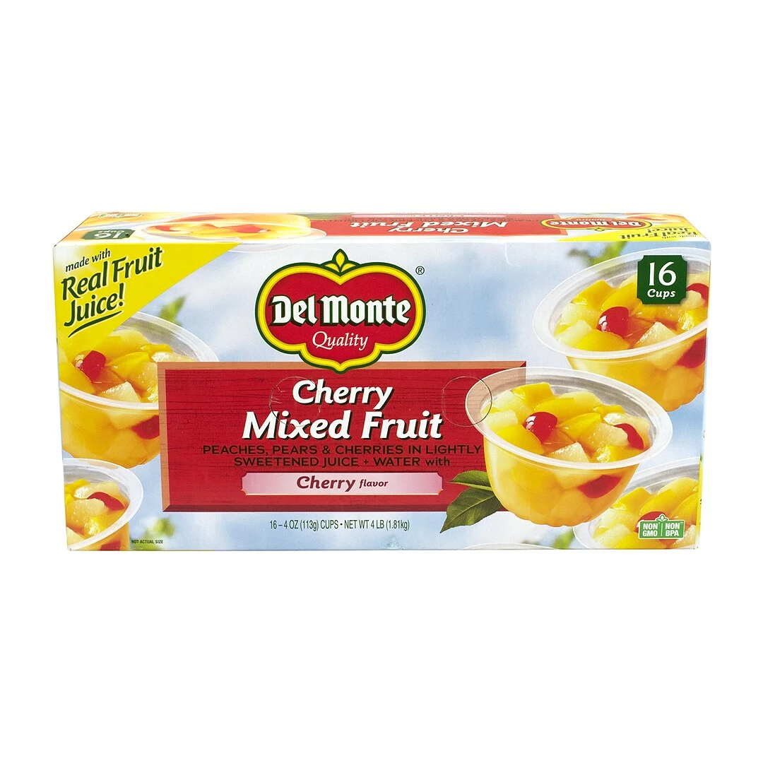 Del Monte Cherry Mixed Fruit Cups, 4 Oz, 16 Count (220-00745) - Image 2