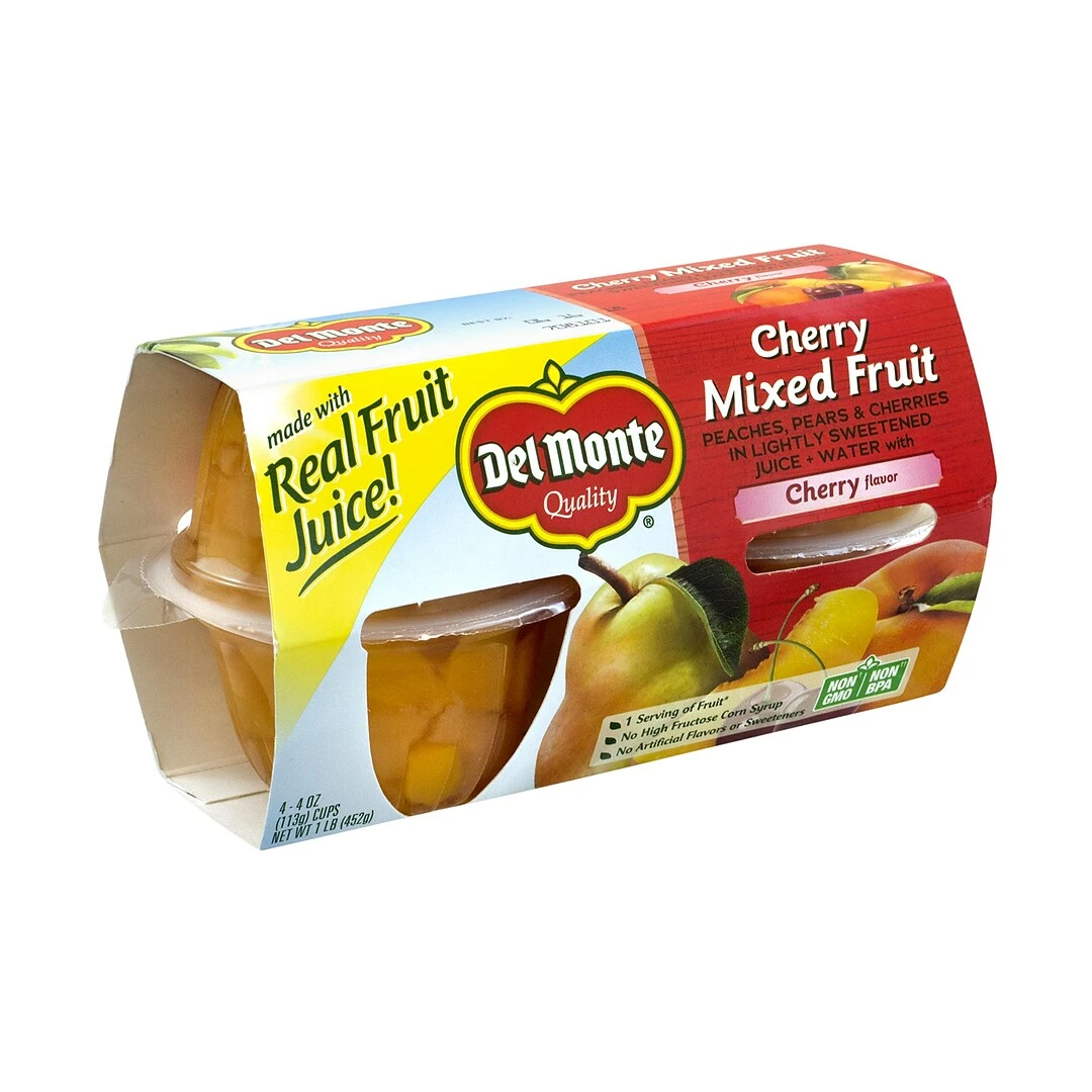 Del Monte Cherry Mixed Fruit Cups, 4 Oz, 16 Count (220-00745) - Image 3