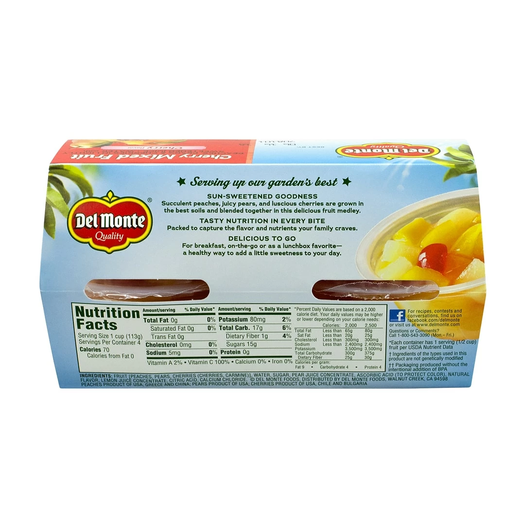 Del Monte Cherry Mixed Fruit Cups, 4 Oz, 16 Count (220-00745) - Image 6
