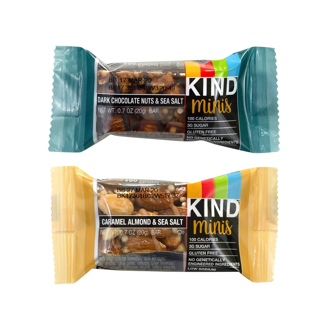 KIND Minis Dark Chocolate Nuts & Sea Salt And Caramel Almond & Sea Salt Variety, 0.7 Oz, 32 Count (220-00799) - Image 3