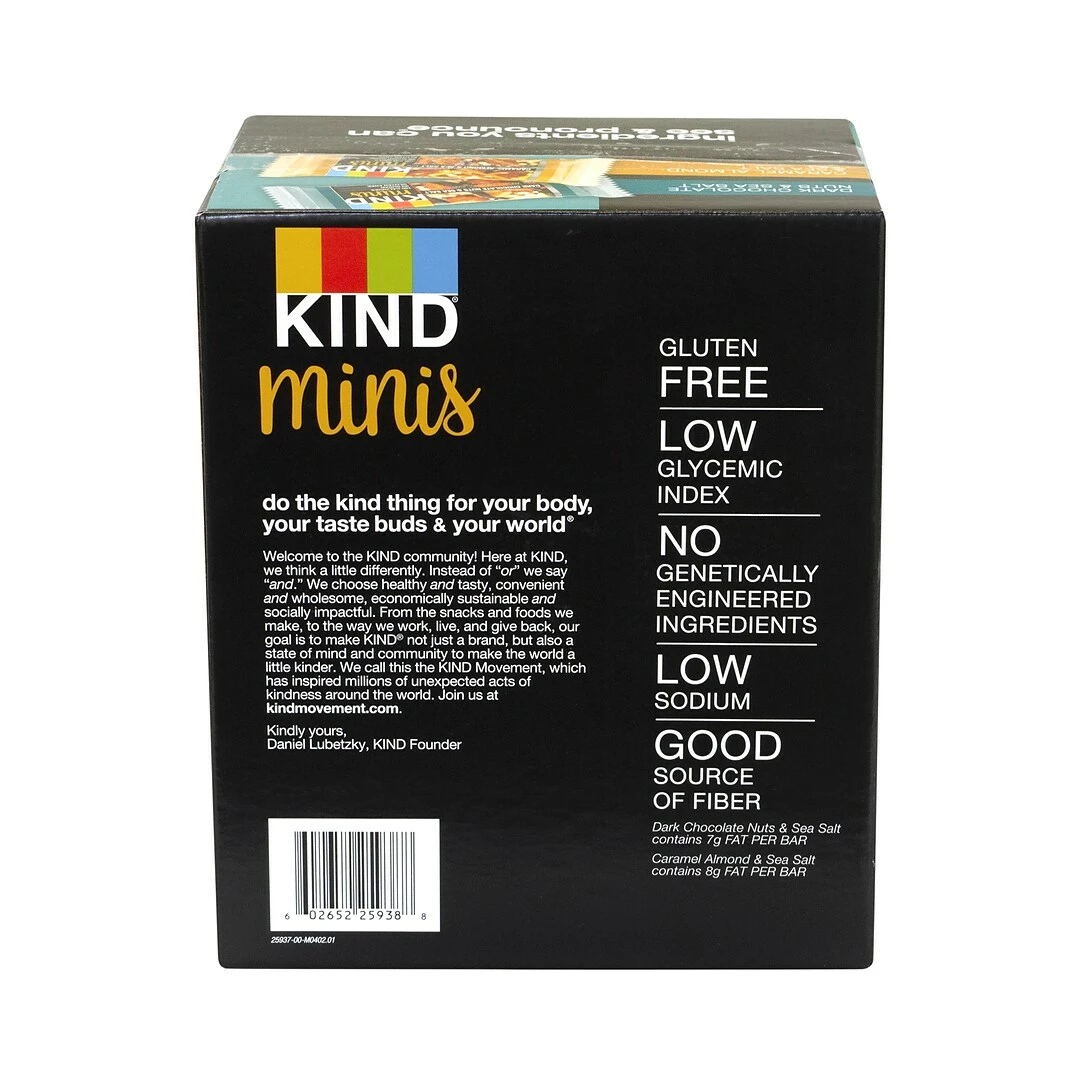 KIND Minis Dark Chocolate Nuts & Sea Salt And Caramel Almond & Sea Salt Variety, 0.7 Oz, 32 Count (220-00799) - Image 5