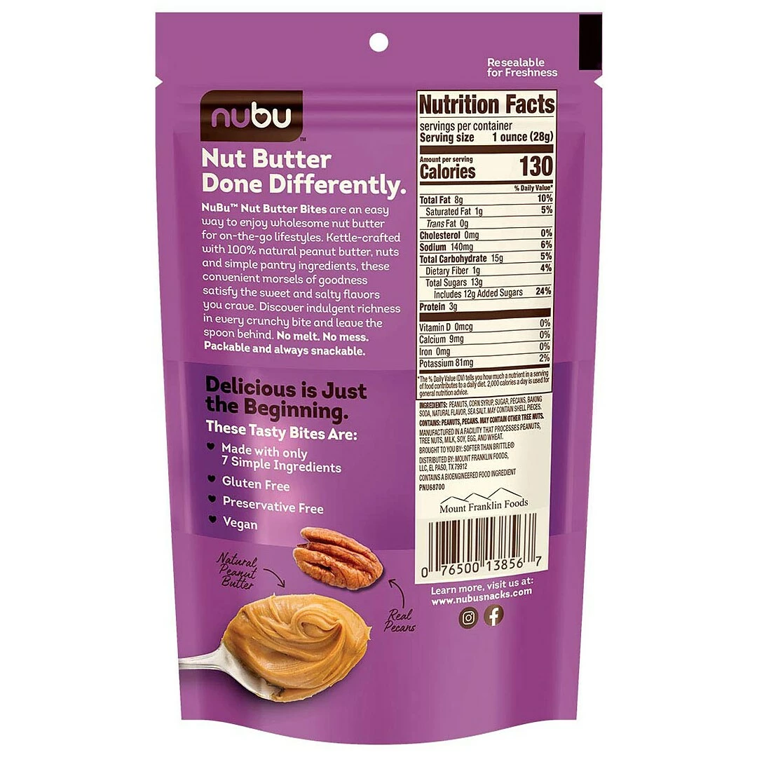 Nubu Nut Butter Bites With Pecans, 5.5 Oz., 6/Case (NU68700) - Image 2