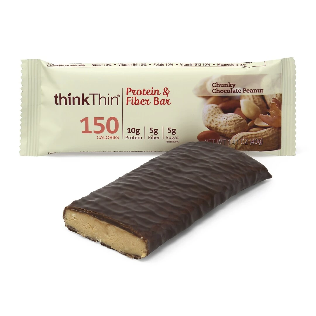 ThinkThin Protein Bars, Chunky Chocolate Peanut, 1.41 Oz, 10/Pack (307-00116) - Image 2