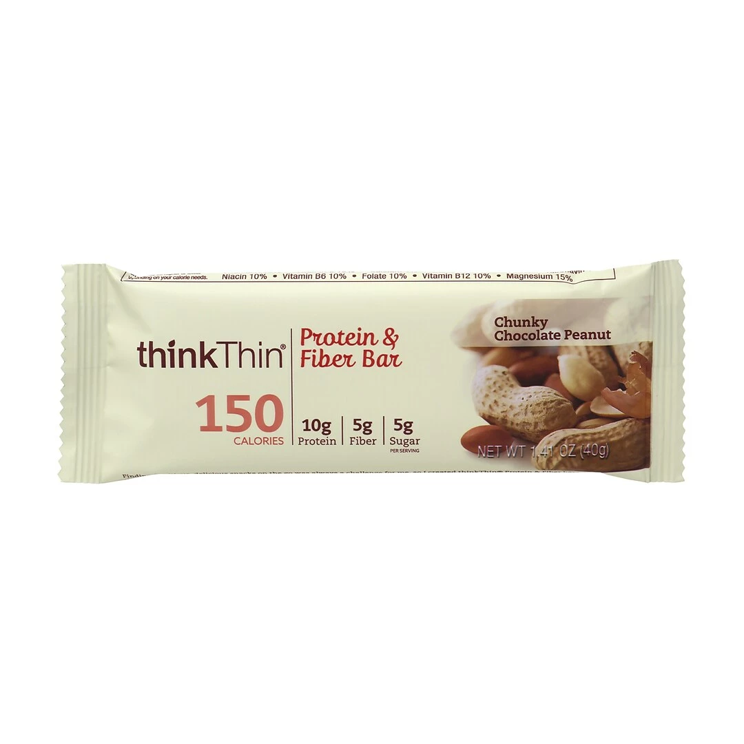ThinkThin Protein Bars, Chunky Chocolate Peanut, 1.41 Oz, 10/Pack (307-00116) - Image 3