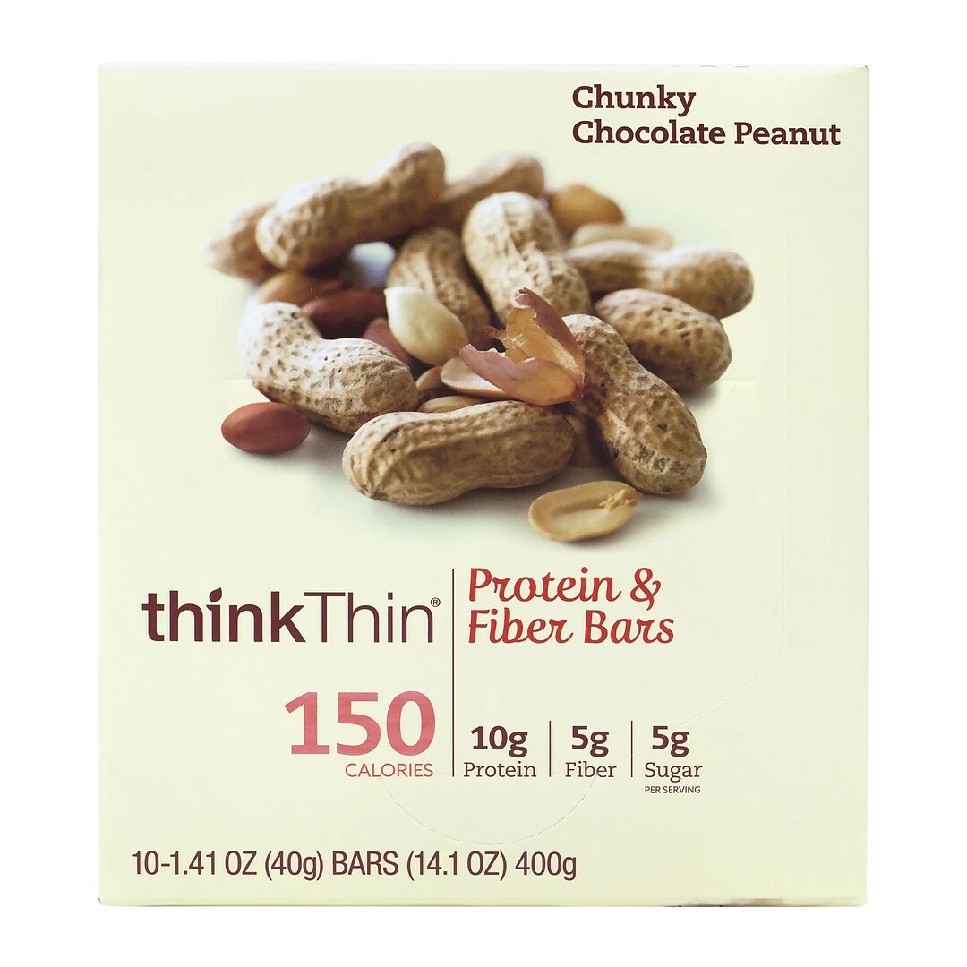ThinkThin Protein Bars, Chunky Chocolate Peanut, 1.41 Oz, 10/Pack (307-00116) - Image 4