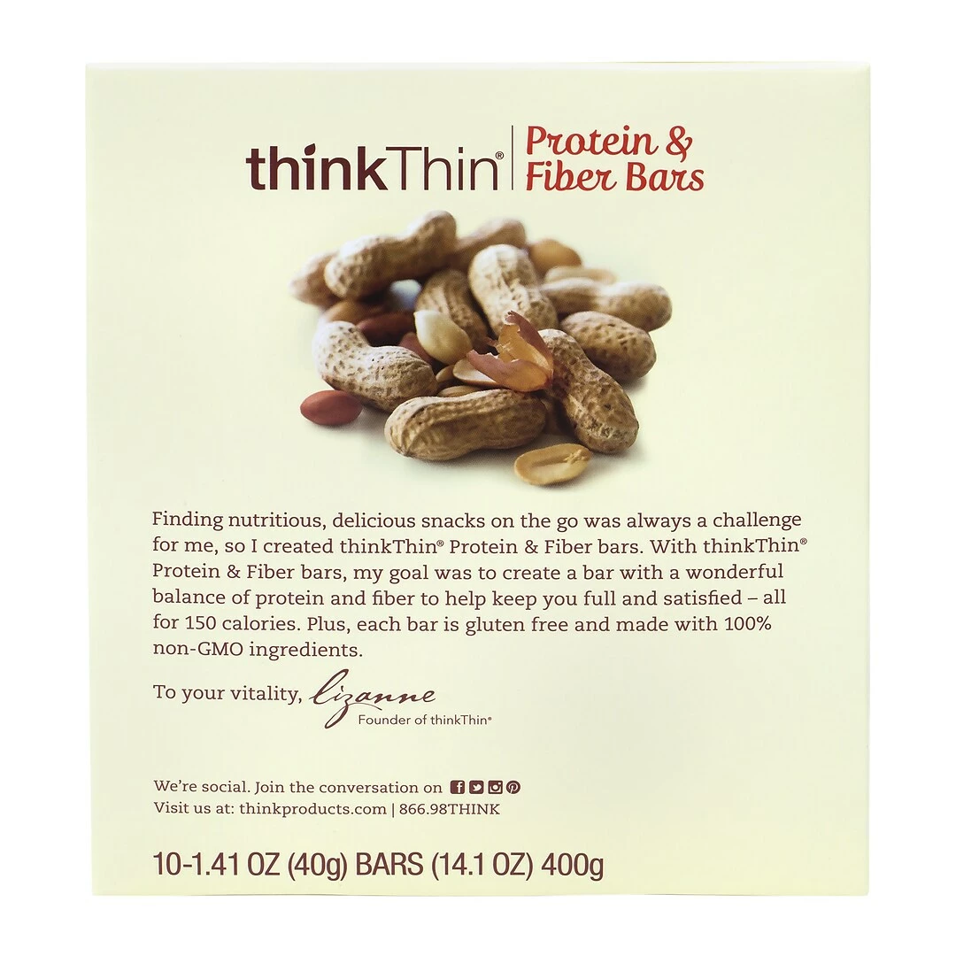ThinkThin Protein Bars, Chunky Chocolate Peanut, 1.41 Oz, 10/Pack (307-00116) - Image 6