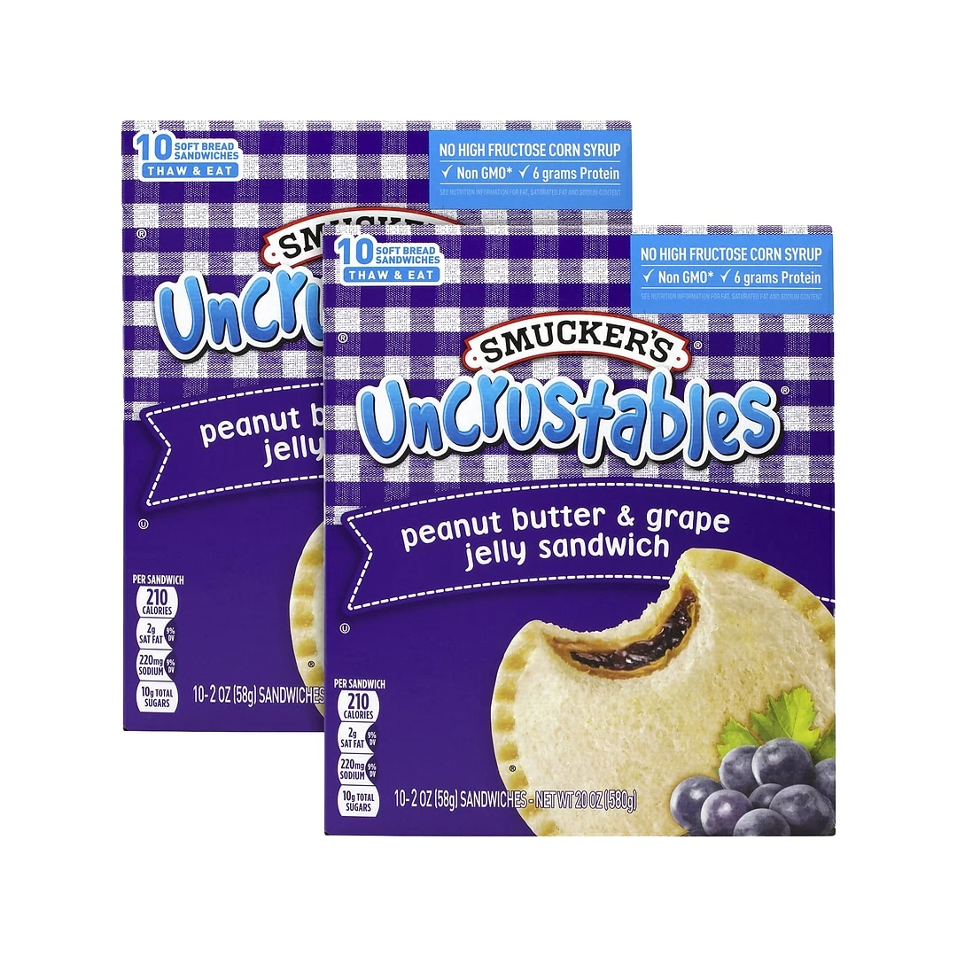 Smuckers Uncrustables Sandwich, 10 Sandwiches/Box, 2 Boxes/Pack (903-00135)