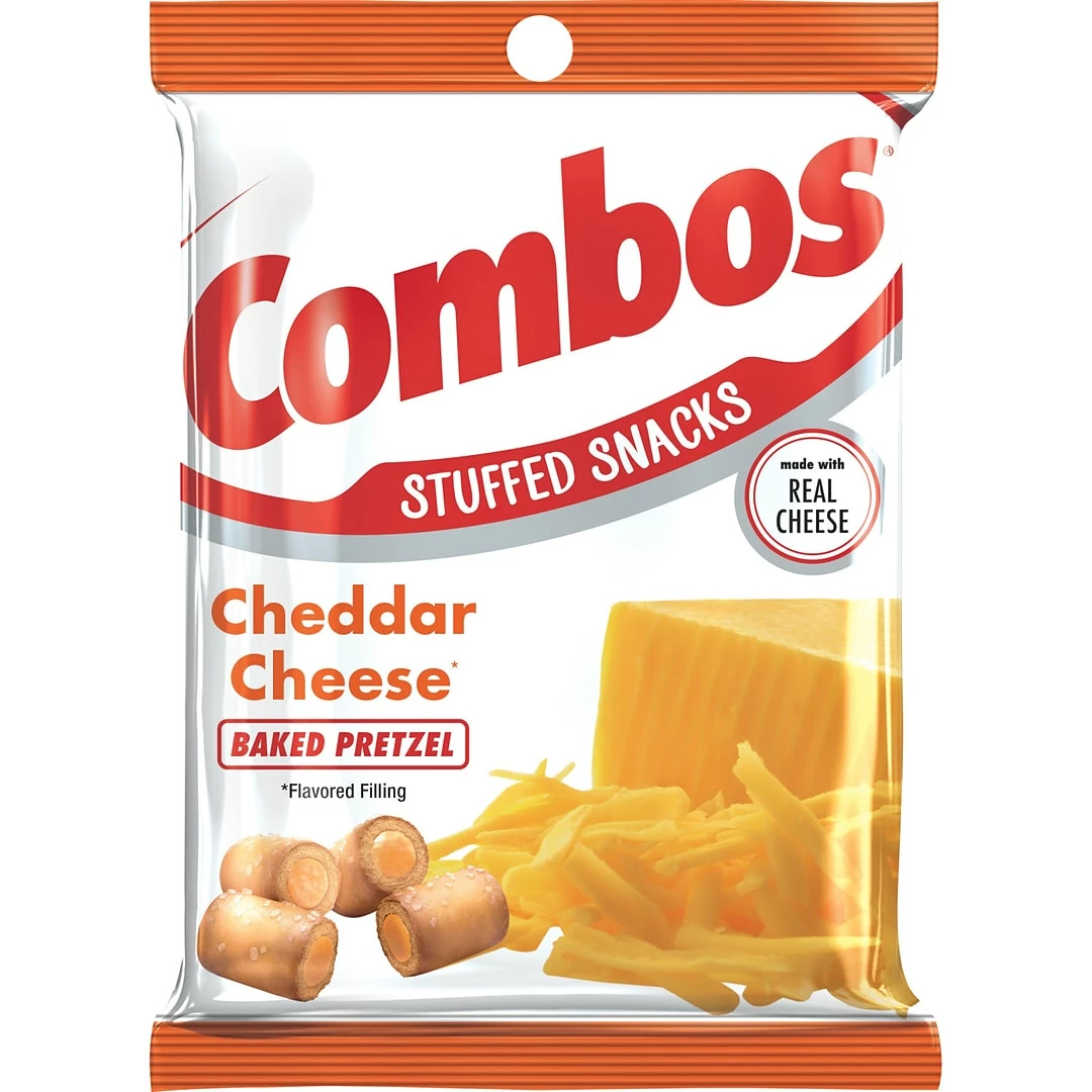 Combos Cheddar Cheese Pretzel Baked Snacks 6.3 Oz Bag, Pack Of 12 (MMM42005)