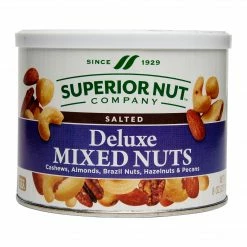 SUPERIOR NUT COMPANY Superior Nut Deluxe Salted Mixed Nuts W/ No Peanuts, 8 Oz, 12 Count