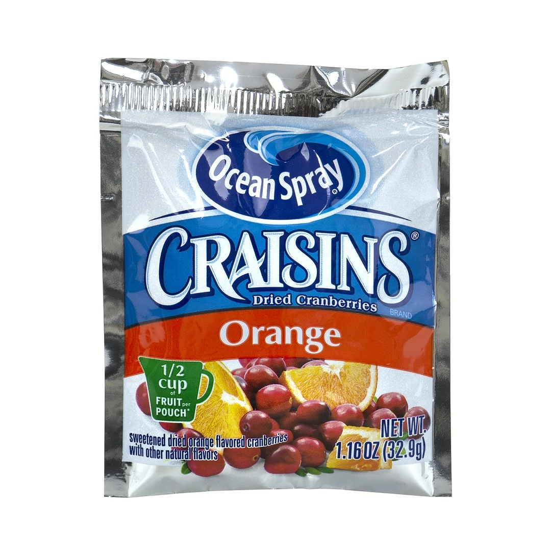 OCEAN SPRAY Craisins Orange Flavored Dried Cranberries, 1.16 Oz, 200/Pack
