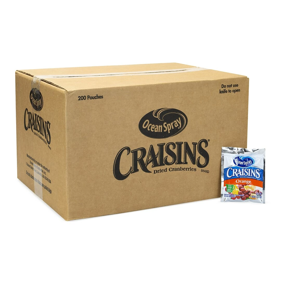 OCEAN SPRAY Craisins Orange Flavored Dried Cranberries, 1.16 Oz, 200/Pack - Image 2