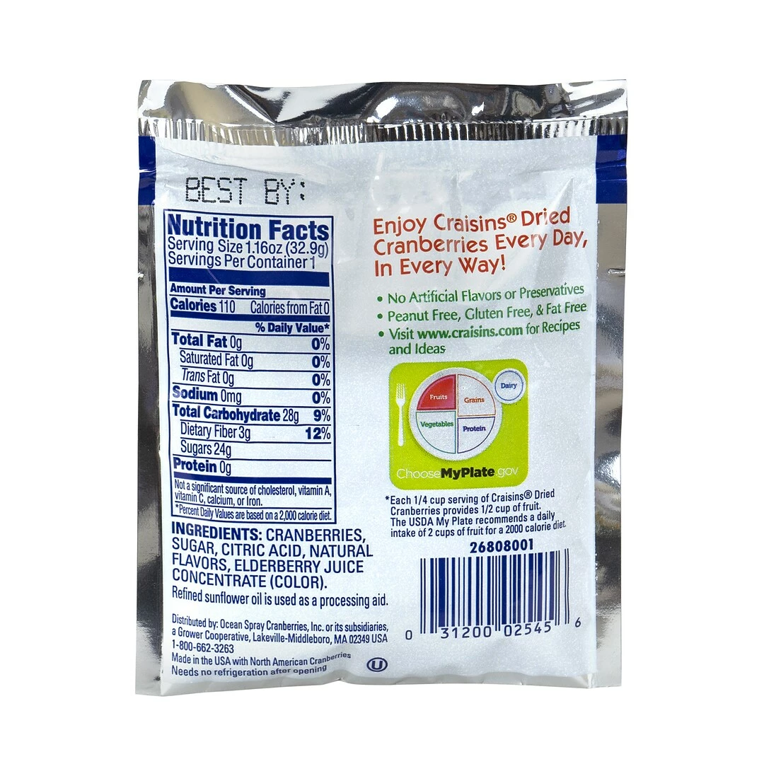 OCEAN SPRAY Craisins Orange Flavored Dried Cranberries, 1.16 Oz, 200/Pack - Image 3