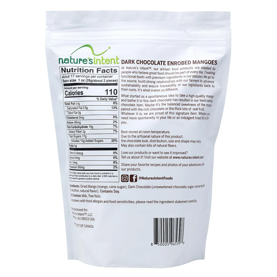 Nature’s Intent Nature's Intent Dark Chocolate Covered Mangos 17.6oz - Image 2