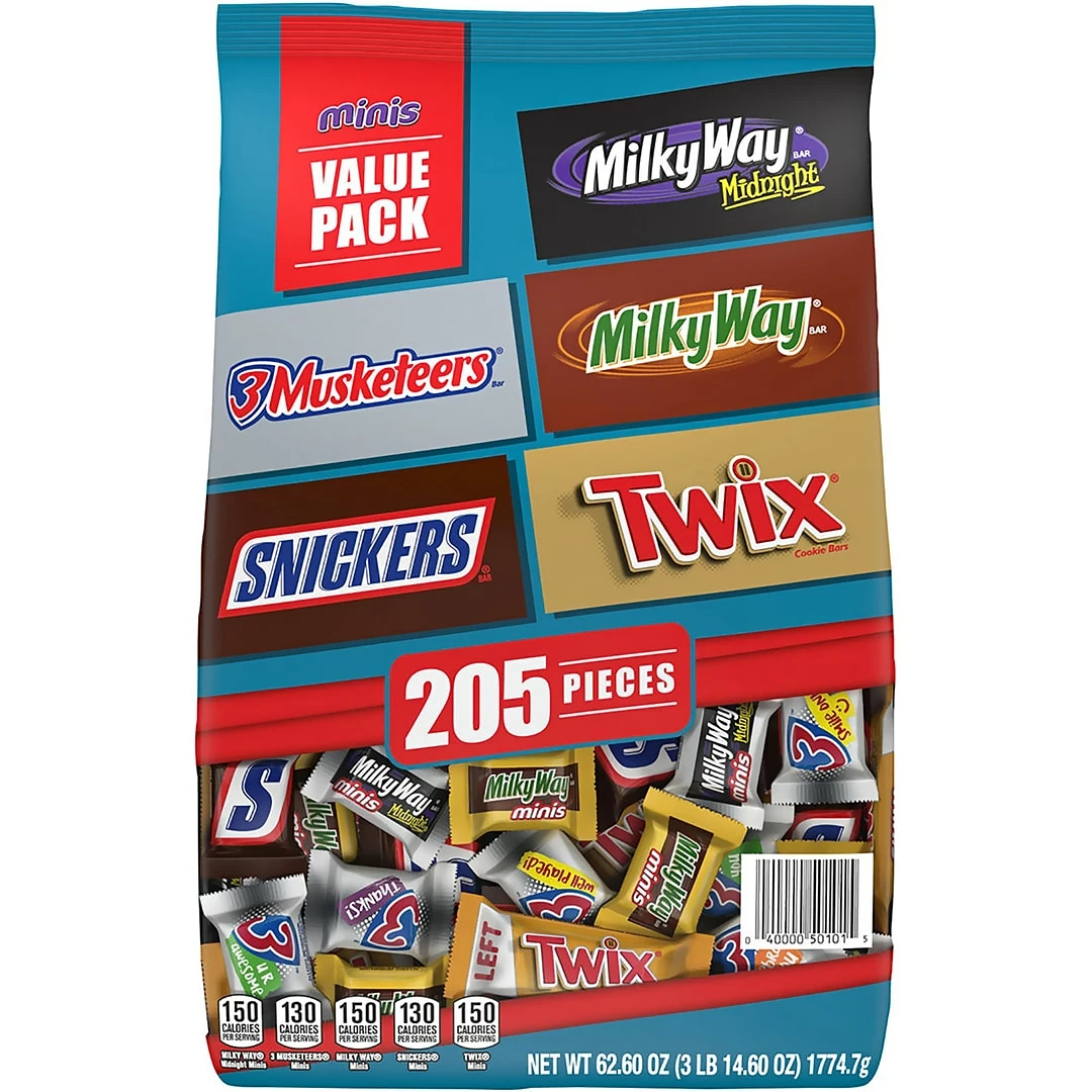 MARS Chocolate Favorites Minis Size Candy Bars Assorted Variety Mix Bag, 62.6 Oz, 205 Pieces (220-00016)