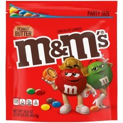M&M'S Peanut Butter Milk Chocolate Candy, Party Size, 34 Oz Bulk Candy Bag (MMM55085)
