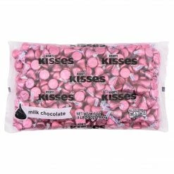 HERSHEY'S KISSES Pink Foils Milk Chocolate Candy, Bulk, 66.7 Oz, Bulk Bag (HEC33434)