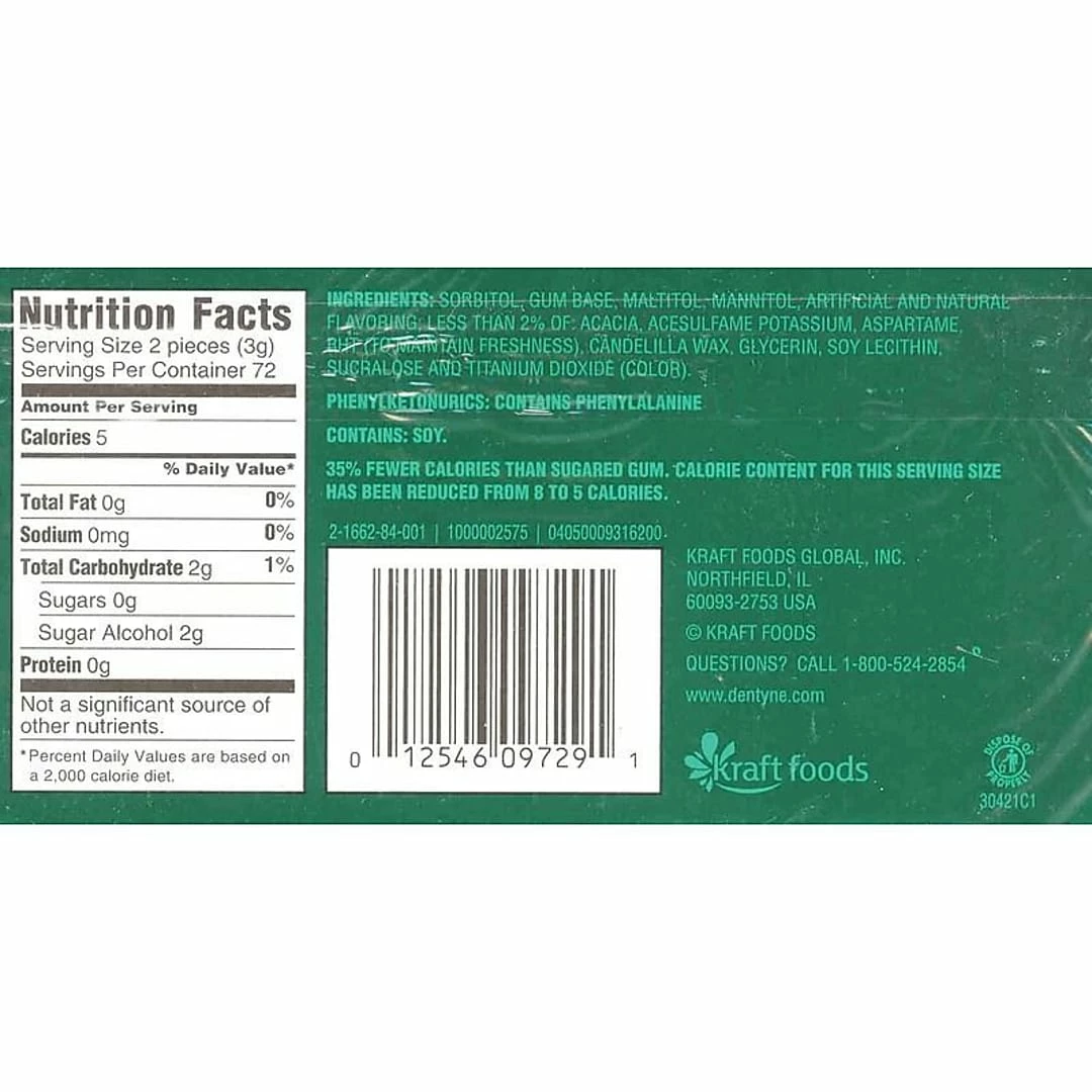 Dentyne Ice Sugar Free Gum, Spearmint, 9/Box (31500) - Image 3