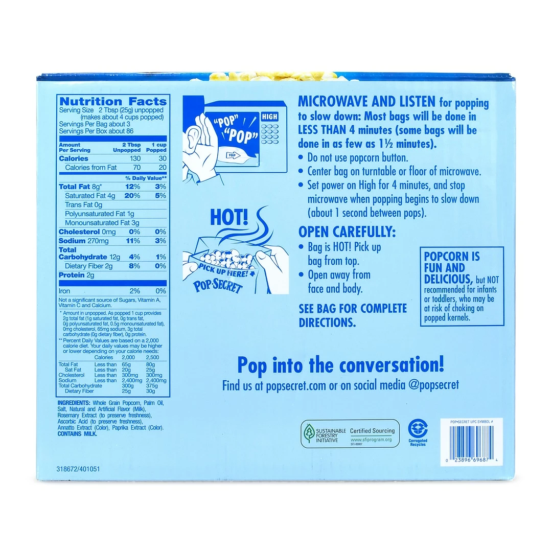 Pop Secret Popcorn, Homestyle, 3 Oz., 30/Box (220-00634) - Image 3