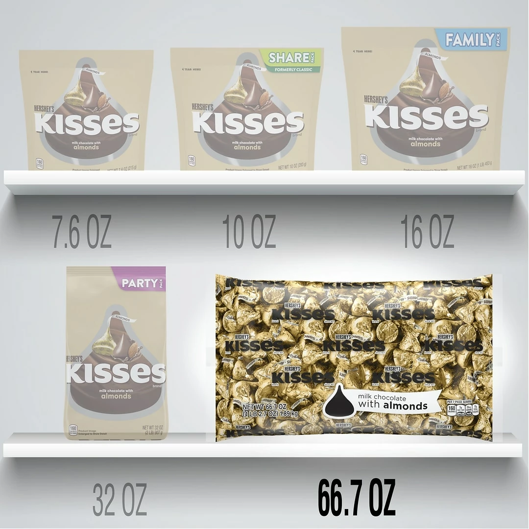 HERSHEY'S KISSES Gold Foils Milk Chocolate With Almonds Candy, Individually Wrapped, 66.7 Oz, Bulk Bag, 400 Pieces (HEC62083) - Image 6