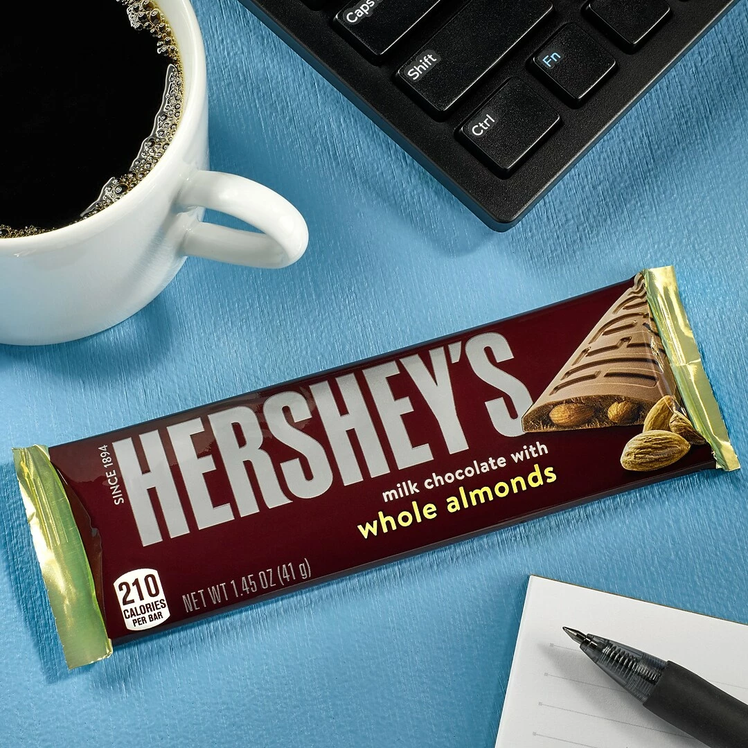 HERSHEY'S Milk Chocolate With Almonds Candy, Bulk Chocolate Candy, 1.45 Oz, Bars, 36 Ct. (HEC24100) - Image 5