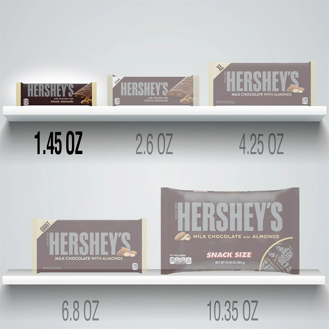 HERSHEY'S Milk Chocolate With Almonds Candy, Bulk Chocolate Candy, 1.45 Oz, Bars, 36 Ct. (HEC24100) - Image 6