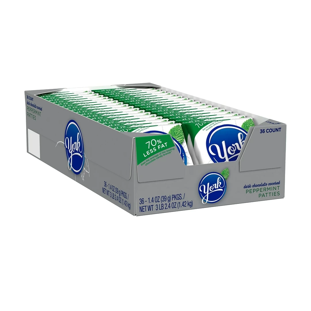 YORK Dark Chocolate Bulk Peppermint Patties Candy, Gluten Free, 1.4 Oz, 36 Count (HEC00330)