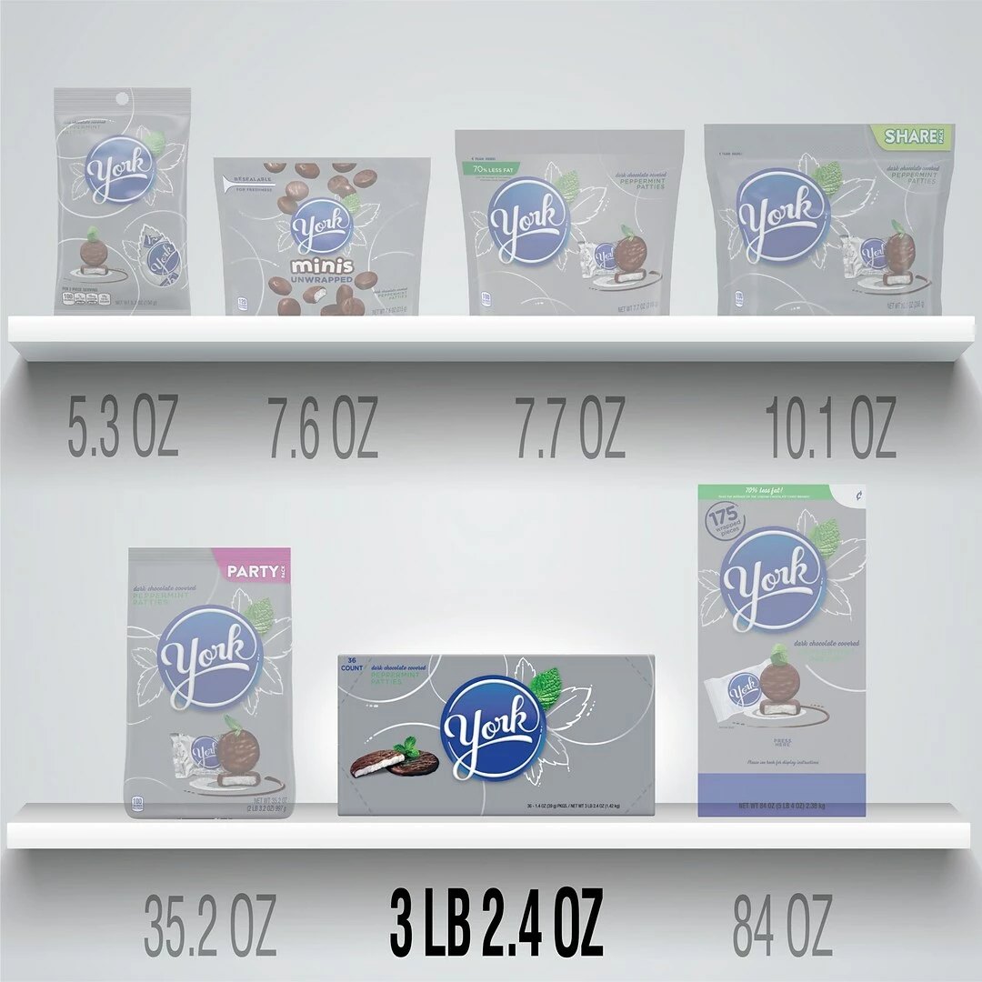 YORK Dark Chocolate Bulk Peppermint Patties Candy, Gluten Free, 1.4 Oz, 36 Count (HEC00330) - Image 6
