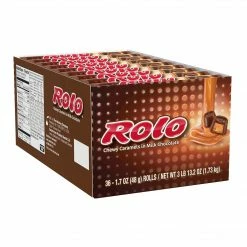 Hershey's ROLO Chocolate Caramel Candy, Gluten Free And Bulk, 1.7 Oz, Rolls, 36 Count (HEC24400)