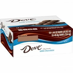 Dove Milk Chocolate Singles Size Candy Bar 1.44 Oz Bar, Pack Of 18 (209-00468)