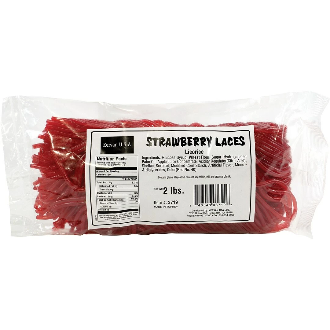 Kervan USA Strawberry Laces 217-00022; 2 Lb. Bulk