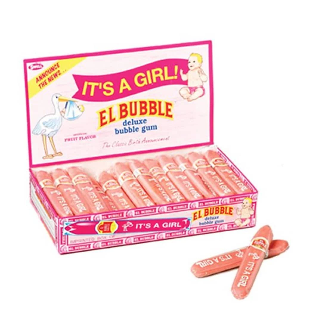 El Bubble Small Bubble Gum Cigar Boy .7 Oz.; 36 Count Cigars, Pink.