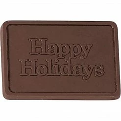 Chocolate Inn® Chocolate Business Card & Holder; Dark Chocolate, Happy Holidays Greeting, Gold Box
