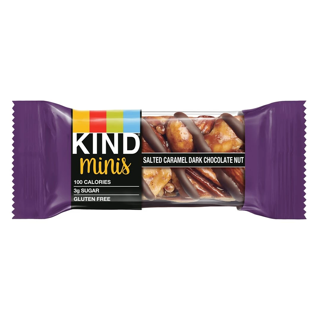 KIND Minis Bars, Salted Caramel Dark Chocolate Nut/Dark Chocolate Almond Coconut, 0.7 Oz., 20/Pack (27970) - Image 5
