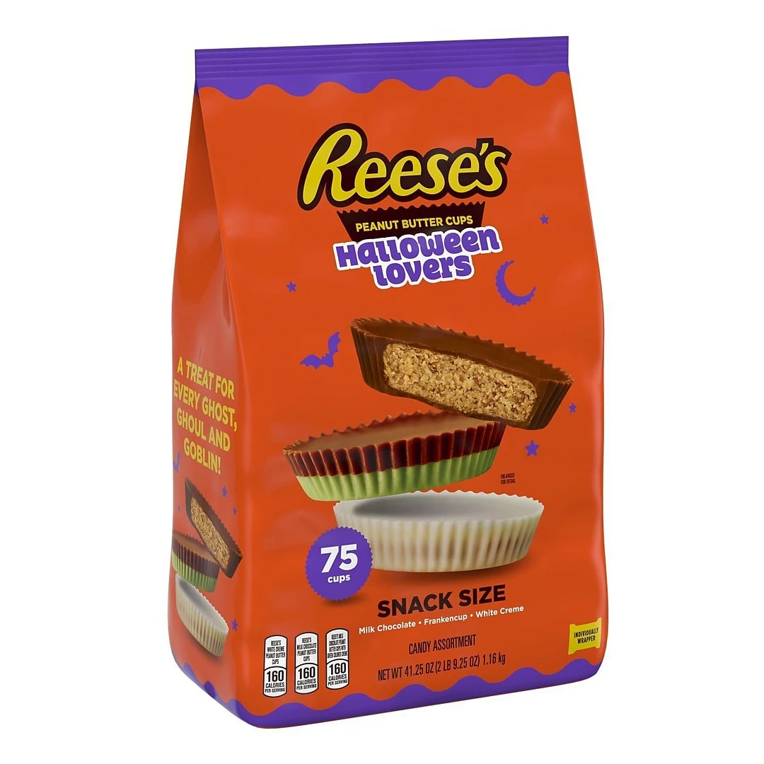 Hershey's REESE'S Halloween Lovers Milk Chocolate And White Creme Assortment Snack Size Candy, 41.25 Oz, Bulk Variety Bag (HEC95186)