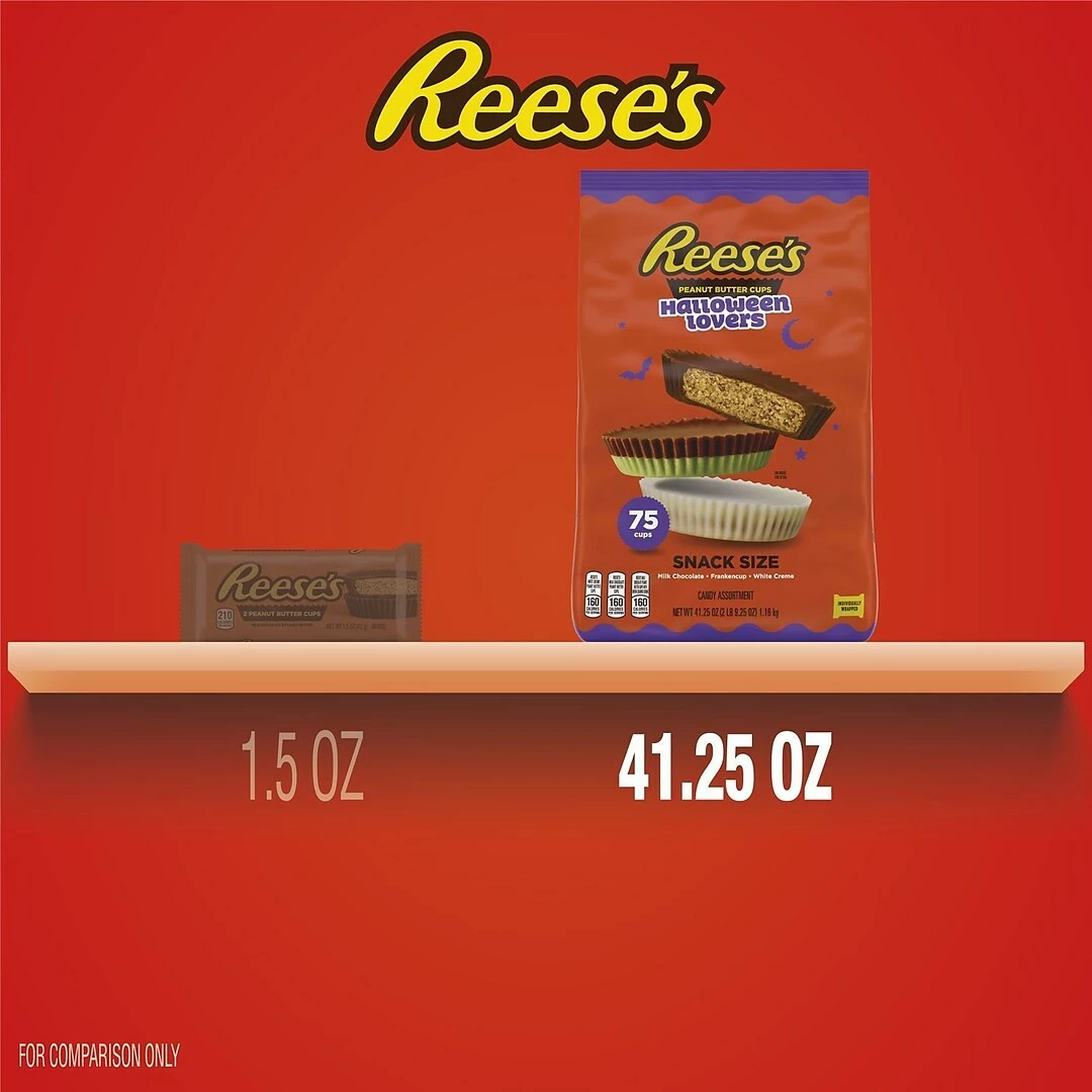 Hershey's REESE'S Halloween Lovers Milk Chocolate And White Creme Assortment Snack Size Candy, 41.25 Oz, Bulk Variety Bag (HEC95186) - Image 6