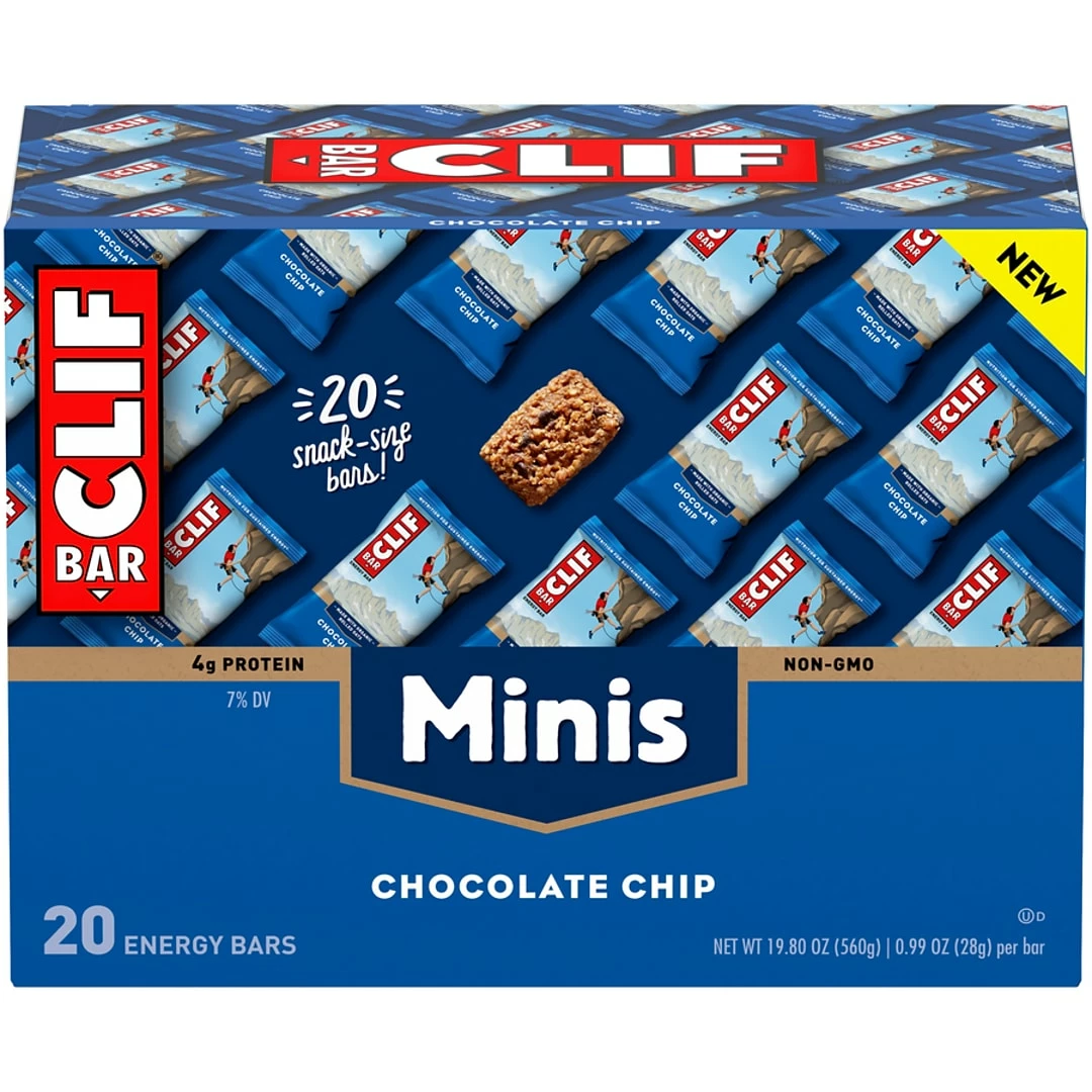 Clif Mini Energy Bars, Chocolate Chip, 1.0 Oz., 20/Box (CCC37654)