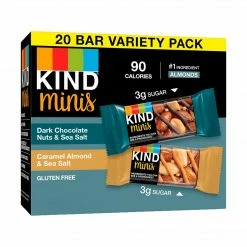 KIND Minis Bars, Dark Chocolate Nuts And Sea Salt/Caramel Almond And Sea Salt, 0.7 Oz., 20/Pack (27964)