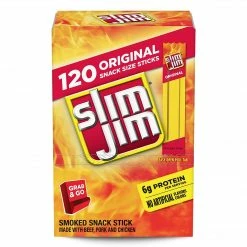 SLIM JIM Snack-Sized Smoked Meat Sticks Original, 0.28 Oz, 120 Count (220-00065)