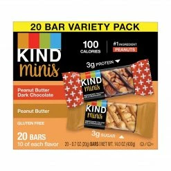 KIND Minis Bars, Peanut Butter And Dark Chocolate/Peanut Butter, 0.7 Oz., 20/Pack (27967)