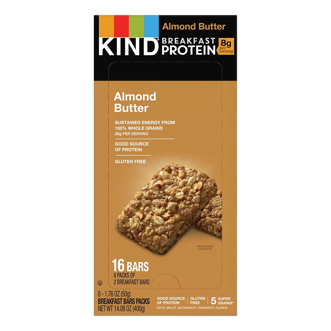 KIND Breakfast Protein Bar, Almond Butter, 1.76 Oz., 8/Box (PHW25953)