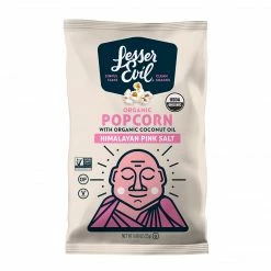 Lesser Evil Organic Popcorn, Himalayan Pink Salt, 0.88 Oz., 18/Carton (LSN00141)