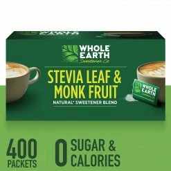 Whole Earth, Stevia Leaf And Monk Fruit Natural Sweetener Blend, 2-Gram Packets, 400/Carton (NUT00145)