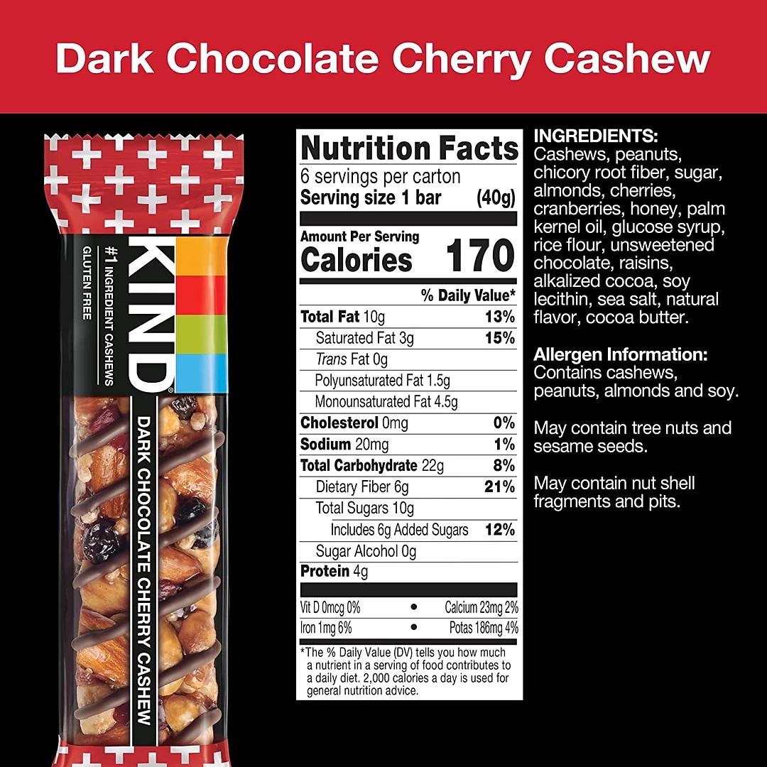 KIND Bar, Dark Chocolate Cherry Cashew, 1.4 Oz., 12/Box (PHW17250) - Image 4