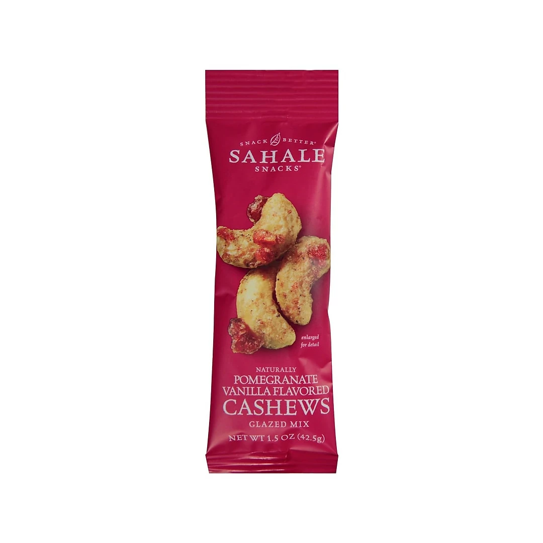 Sahale Snacks Nuts, Pomegranate Vanilla Flavored Cashews, 1.5 Oz., 18/Carton (SMU00328)