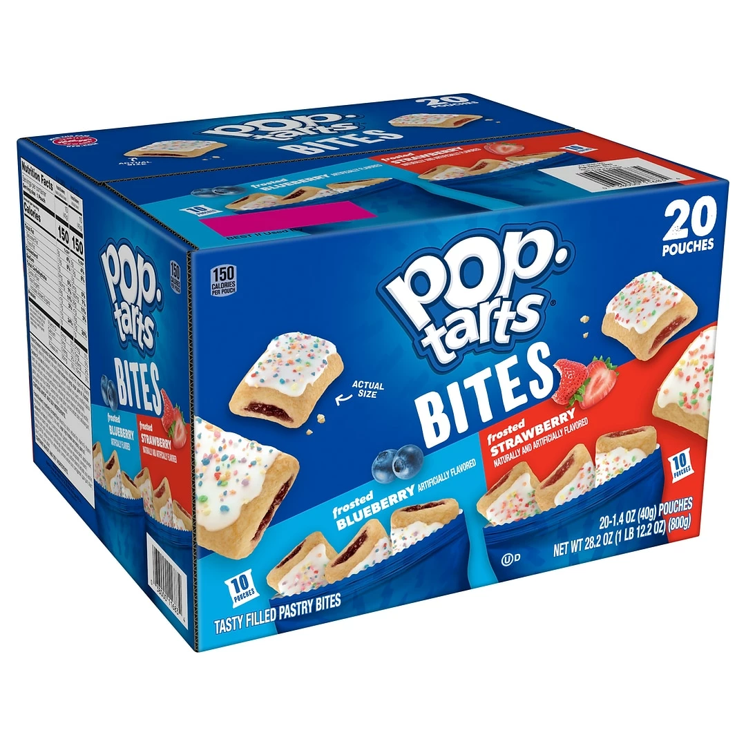 Kellogg's Pop-Tarts Bites, Frosted Blueberry/Strawberry, 3.5 Oz., 20/Carton (KEE11683)