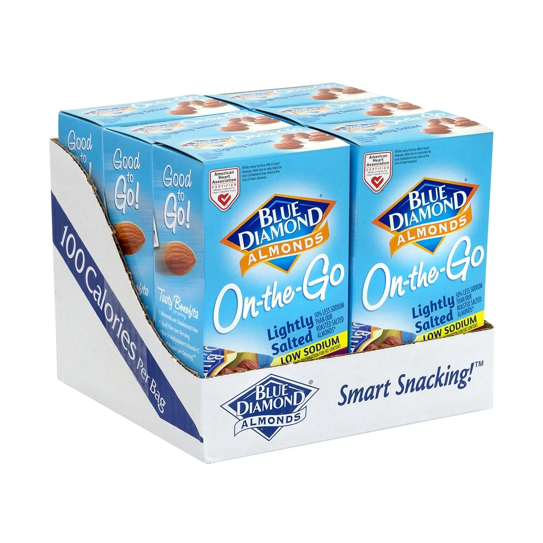 Blue Diamond Lightly Salted Low Sodium Almonds On-The-Go Pouches, 0.63 Oz, 42/Pack (220-00795)