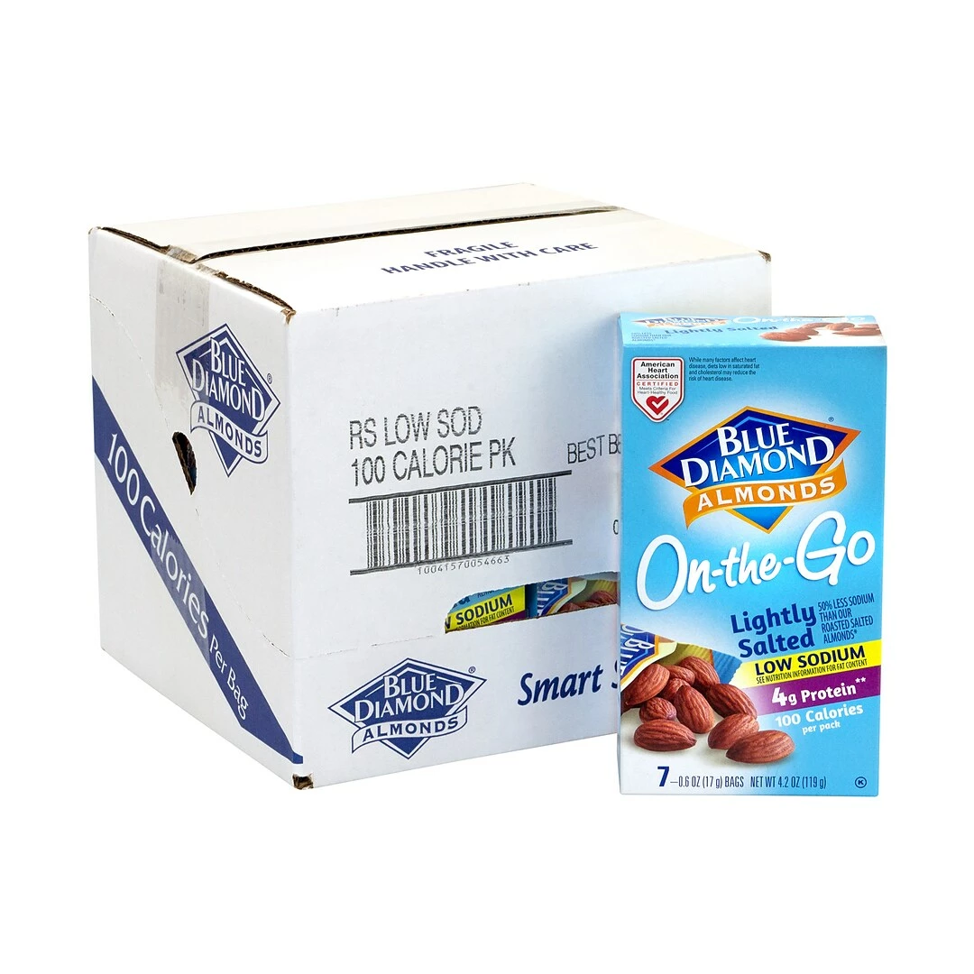 Blue Diamond Lightly Salted Low Sodium Almonds On-The-Go Pouches, 0.63 Oz, 42/Pack (220-00795) - Image 3